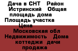 Дача в СНТ › Район ­ Истринский › Общая площадь дома ­ 15 › Площадь участка ­ 600 › Цена ­ 990 000 - Московская обл. Недвижимость » Дома, коттеджи, дачи продажа   